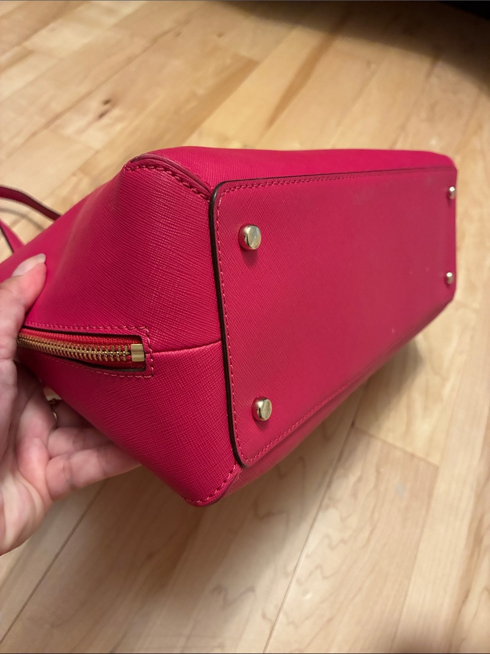 Kate Spade hot pink Dome Satchel Tote in Embossed Leather - Picture 4 of 12